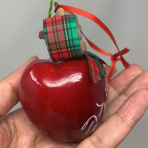 3” apple “#1 Music Teacher” Christmas tree ornament decoration vintage decor - Picture 15 of 15